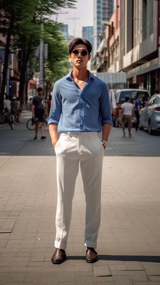淺藍色褲子配什么顏色上衣，淺藍色褲子穿搭配色指南：推薦上衣配色方案