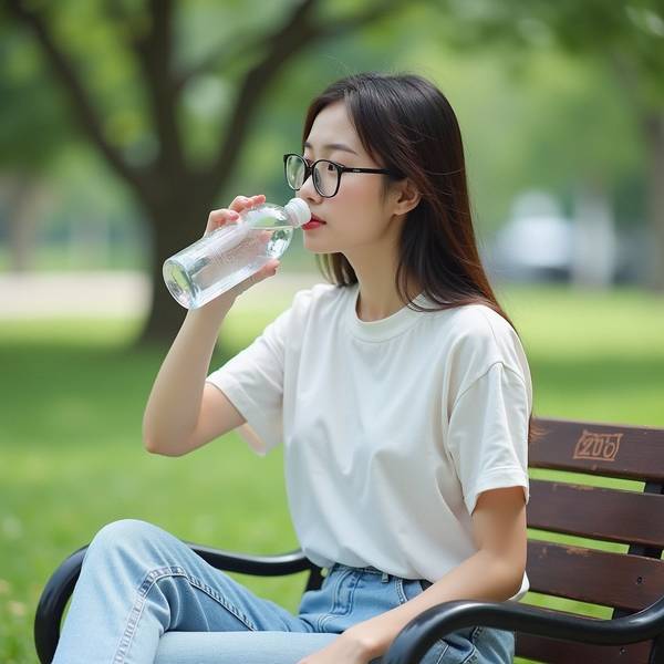 女人一天八杯水時間表，以女人一天八杯水時間表為主題，用簡潔明了的設計風格呈現，包含不同時間段飲水場景，突出健康生活理念，信息清晰易讀