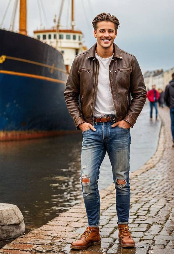 藍色牛仔褲配什么上衣男，藍色牛仔褲百搭指南：25種上衣搭配讓型男輕松出彩