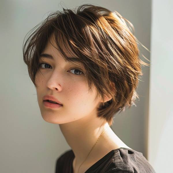 短發(fā)有層次感的發(fā)型女，夏意碎發(fā)：層次感短發(fā)修飾臉型的時尚秘籍