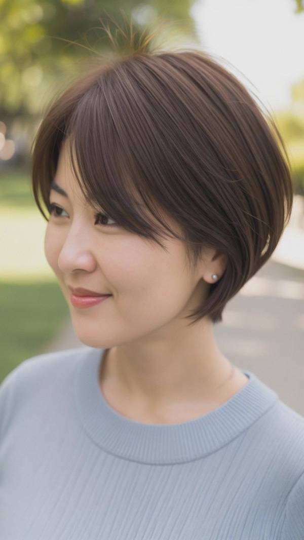 適合圓臉的短發發型，靈動層次立體短發造型，圓臉減齡瘦臉必備