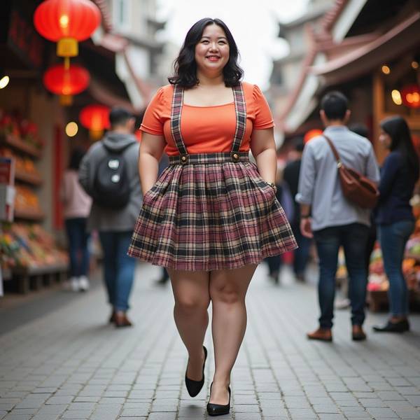 胖的人穿背帶褲好看嗎,豐滿之美:背帶褲穿搭重塑身材新維度