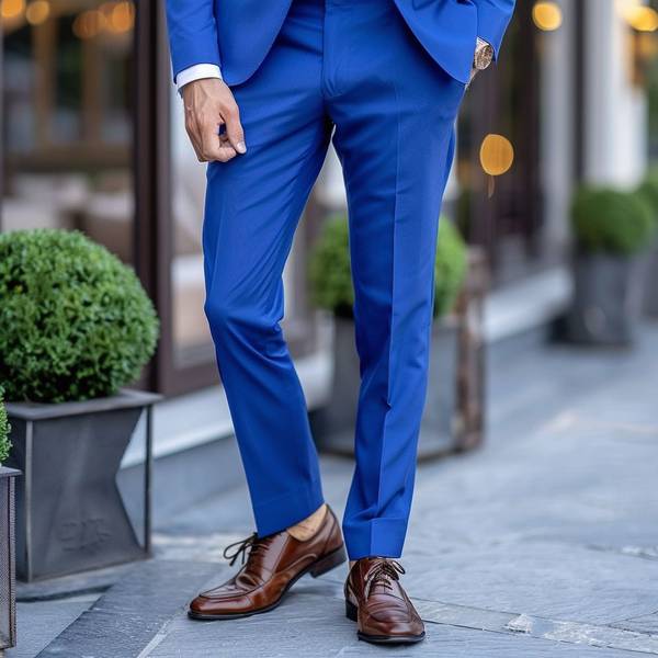 藍色褲子配什么顏色上衣好看，優雅藍褲穿搭指南：從牛仔藍到克萊因藍的配色方案