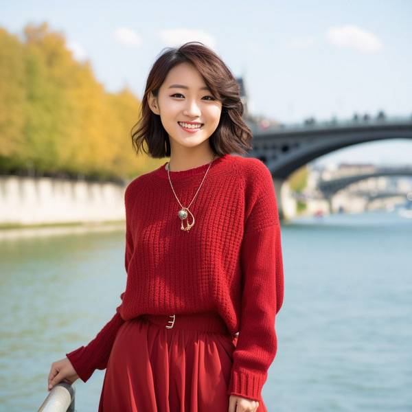 紅色蕾絲裙配什么上衣，白色針織上衣搭紅色蕾絲裙優雅溫柔風