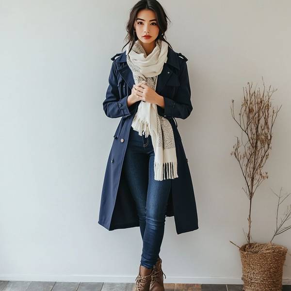 深藍色風衣配什么內(nèi)搭，深藍風衣最實用配色：配白顯貴、搭灰知性、撞棕時髦