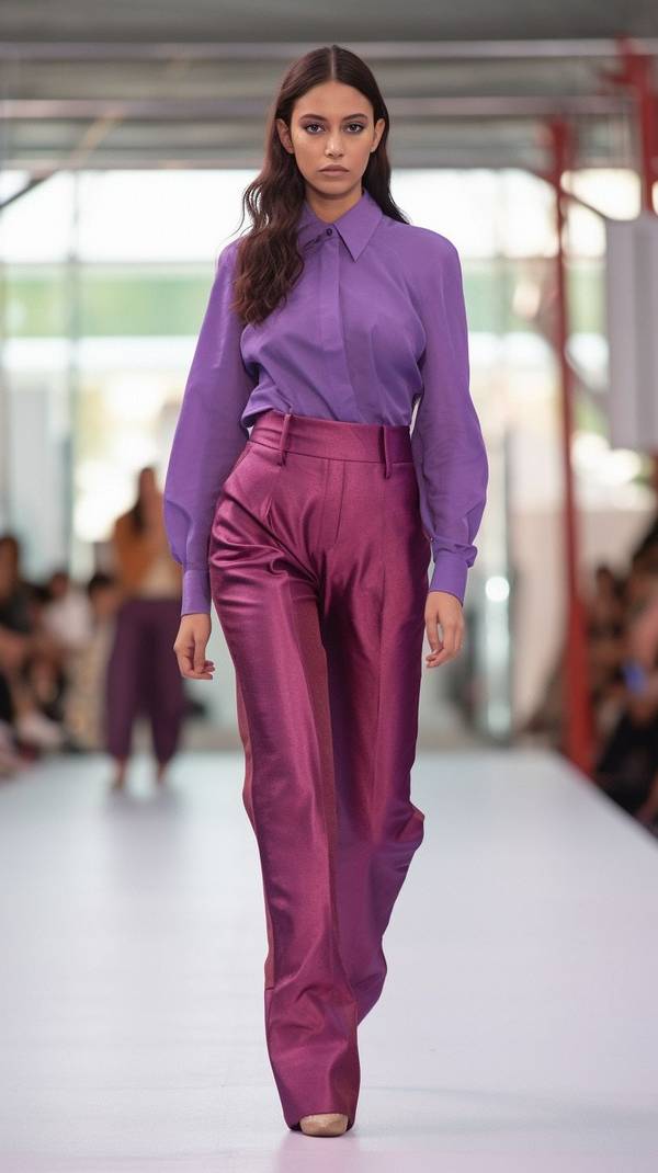 紫色的褲子配什么顏色的上衣，紫色褲子配色指南：最佳上衣色彩搭配方案