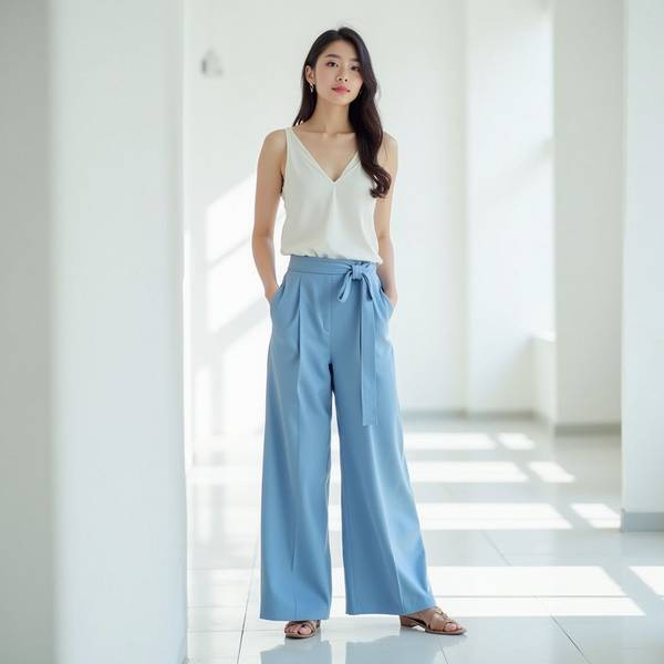 淺藍色的褲子配什么顏色的上衣，淺藍褲子配白色上衣最顯清爽百搭