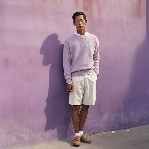 藍色短褲配什么顏色上衣，藍色短褲最佳配色指南：白灰粉三色優雅穿搭全解析