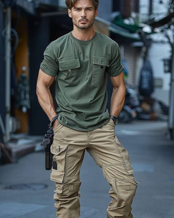 男生綠色t恤配什么褲子，夏季型男綠色T恤穿搭全攻略，這些褲子最吸睛百搭