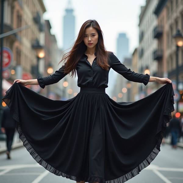 黑色裙子配什么顏色上衣，黑色裙子色彩搭配指南，6種上衣配色穿出高級感