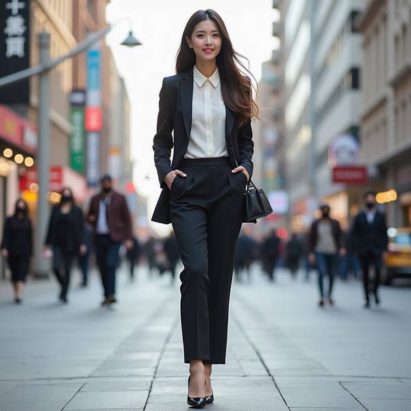 藏青色褲子配什么顏色上衣，藏青褲裝優雅配色指南：精選搭配色系全攻略