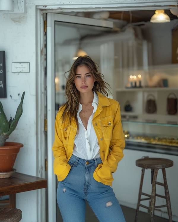 黃色褲子配什么顏色上衣，黃褲子配色指南：這4種上衣顏色最顯白高級