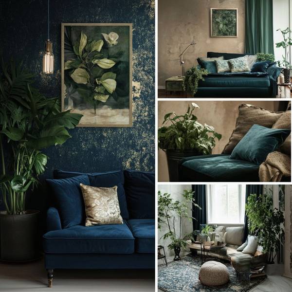 墨綠色配什么顏色好看，墨綠雙生色：藏藍與暖金的高級感配色美學