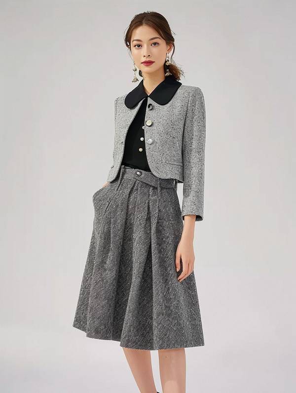 灰色半身紗裙怎么搭配，深灰紗裙三套神仙搭配，優雅通勤兩不誤